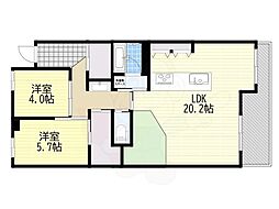 ディーグラフォート千里中央 2LDKの間取図画像