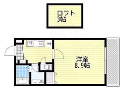 パインウインド千里山 1Kの間取図画像