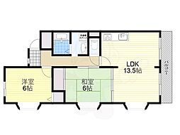パルフェ上野西 2LDKの間取図画像