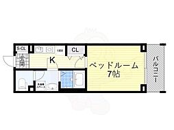 グランカーサ緑地公園 1Kの間取図画像