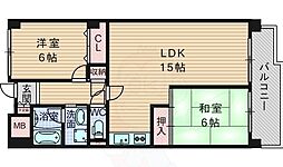 ベルヴュー春日 2LDKの間取図画像