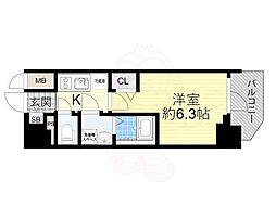 エスリード江坂セントラム 1Kの間取図画像