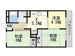 寺田ハイツ 3Kの間取図画像