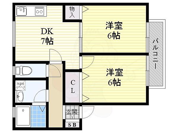 シャトレー氷室 202｜大阪府高槻市氷室町２丁目(賃貸アパート2DK・2階・47.28㎡)の写真 その2