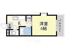 エンジェリ寿 1Kの間取図画像