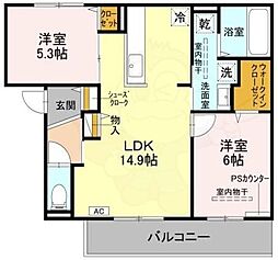 D-residence高槻市下田部A 2LDKの間取図画像