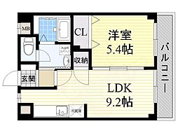JR東海道・山陽本線 高槻駅 徒歩20分の賃貸マンション 4階1LDKの間取り
