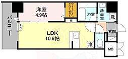 茨木市中津町マンション 1LDKの間取図画像