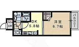阪急京都本線 上牧駅 徒歩3分の賃貸マンション 2階1DKの間取り