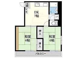 メゾン東陽 2DKの間取図画像