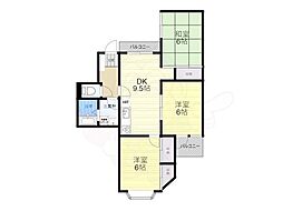サンヴェール高槻 3DKの間取図画像