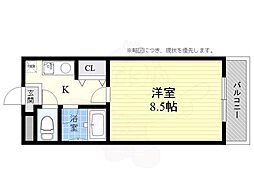 ジュネス帯曲輪 1Kの間取図画像