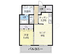 ジオ高槻ミューズレジス 1LDKの間取図画像