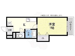 プリミエール高槻 1Kの間取図画像
