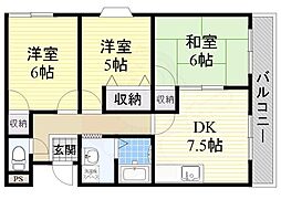 メゾンフラグランス 3DKの間取図画像