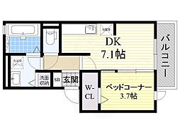 セジュール・マルシェ 1DKの間取図画像