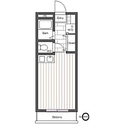 サンハイツすずの木 1階ワンルームの間取り