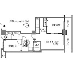 コーエイハイム 2LDKの間取図画像