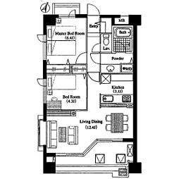 LANAIガーデンシンユリイースト 2LDKの間取図画像