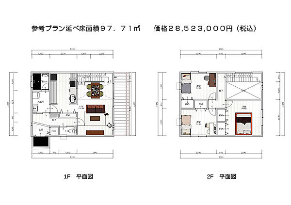 【参考間取プラン】ご希望があれば上記のような参考間取で建築をうけたまわれます