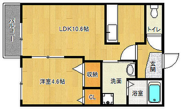 京都府京都市山科区御陵下御廟野町(賃貸アパート1LDK・2階・38.00㎡)の写真 その2