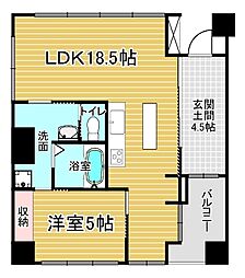 JR東海道・山陽本線 西大路駅 徒歩13分の賃貸マンション 5階1LDKの間取り