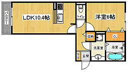 JR東海道・山陽本線 草津駅 徒歩21分の賃貸アパート 2階1LDKの間取り