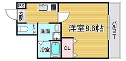 阪急京都本線 西京極駅 徒歩13分の賃貸マンション 3階1Kの間取り