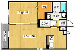 京都市営烏丸線 くいな橋駅 徒歩4分の賃貸アパート 2階1LDKの間取り