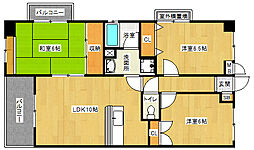 近鉄京都線 新田辺駅 徒歩8分の賃貸マンション 5階3LDKの間取り