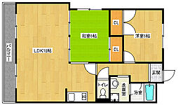 阪急嵐山線 上桂駅 徒歩8分の賃貸マンション 1階2LDKの間取り