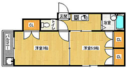 叡山電鉄叡山本線 茶山・京都芸術大学駅 徒歩22分の賃貸マンション 1階2Kの間取り