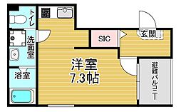 京阪本線 伏見稲荷駅 徒歩5分の賃貸アパート 1階1Kの間取り