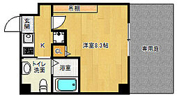 京福電気鉄道北野線 北野白梅町駅 徒歩7分の賃貸マンション 1階1Kの間取り