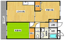 JR奈良線 黄檗駅 徒歩18分の賃貸マンション 1階2DKの間取り