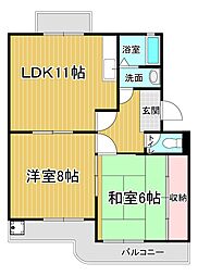 阪急京都本線 西向日駅 3.6kmの賃貸マンション 3階2LDKの間取り