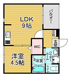 JR山陰本線 太秦駅 徒歩6分の賃貸アパート 2階1LDKの間取り