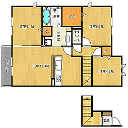JR東海道・山陽本線 草津駅 徒歩23分の賃貸アパート 2階3LDKの間取り