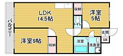 モアライフ酒井松 2LDKの間取図画像