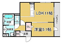 エトワール平安 1LDKの間取図画像