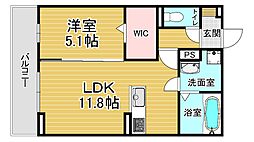 Mon Amour知原 1LDKの間取図画像