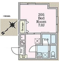 ウィステリア菊名 2階1Kの間取り