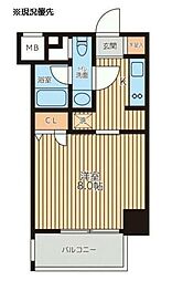 レジディア新横浜 1Kの間取図画像