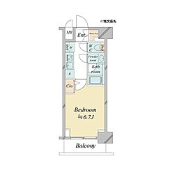 ドゥーエ新横浜 1Kの間取図画像