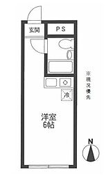 リバー綱島 ワンルームの間取図画像