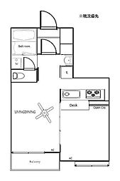 アルカーデン新横浜 1LDKの間取図画像