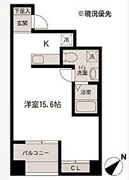 JMF-Residence新横浜 ワンルームの間取図画像