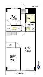 メゾンベルファーレ 2LDKの間取図画像
