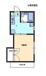 ミナトハイツ第1 1Kの間取図画像