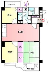 大倉山キャッスル 4F 3LDKの間取り